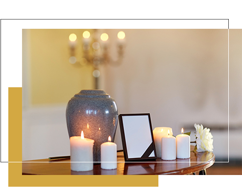 Image of urn and candles for a cheap funeral in Brisbane
